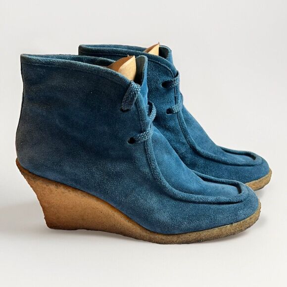 Michael Kors Shoes - Michael by Michael Kors Rory Womens Wedge Suede Ankle Boots Teal Size 6